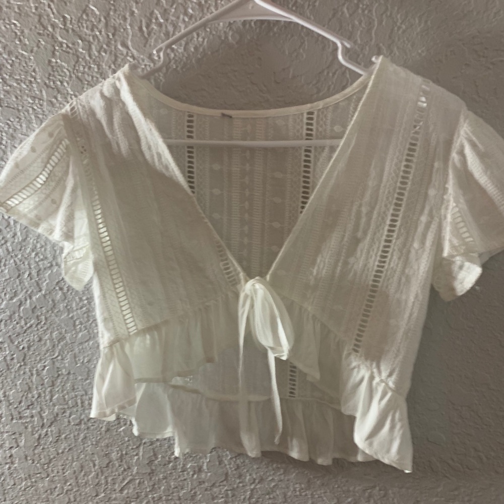 Patterned front tie crop top